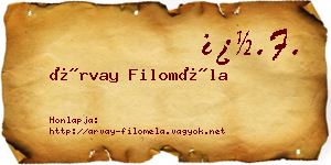 Árvay Filoméla névjegykártya